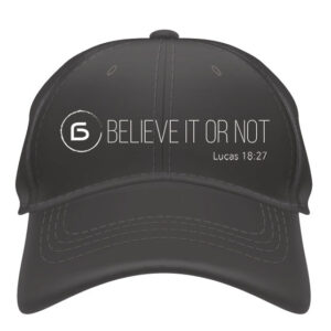 Baseball cap Luke 18:27 wit of zwart