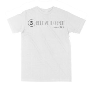 Ladies T-shirt wit met zwarte print Isaiah 32:4